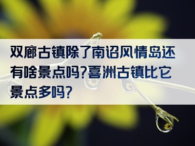 双廊古镇除了南诏风情岛还有啥景点吗？喜洲古镇比它景点多吗？