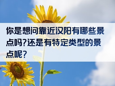 你是想问靠近汉阳有哪些景点吗？还是有特定类型的景点呢？