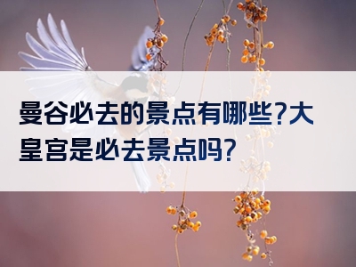 曼谷必去的景点有哪些？大皇宫是必去景点吗？