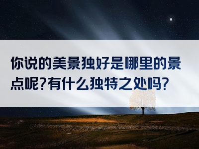 你说的美景独好是哪里的景点呢？有什么独特之处吗？