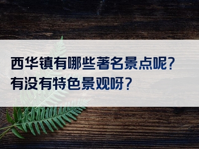 西华镇有哪些著名景点呢？有没有特色景观呀？