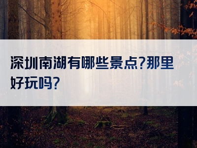 深圳南湖有哪些景点？那里好玩吗？