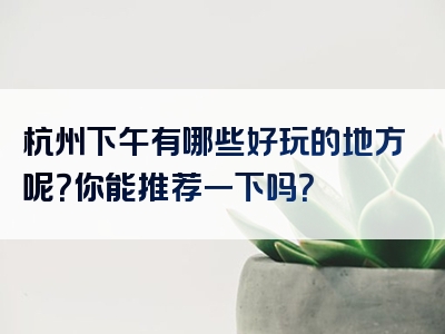 杭州下午有哪些好玩的地方呢？你能推荐一下吗？