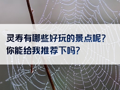 灵寿有哪些好玩的景点呢？你能给我推荐下吗？