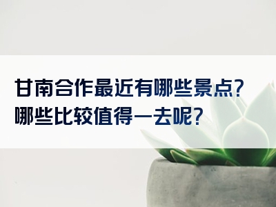 甘南合作最近有哪些景点？哪些比较值得一去呢？