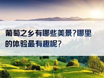 葡萄之乡有哪些美景？哪里的体验最有趣呢？