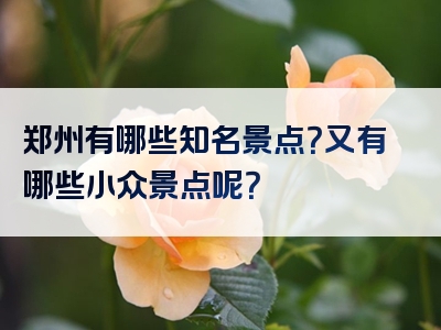 郑州有哪些知名景点？又有哪些小众景点呢？