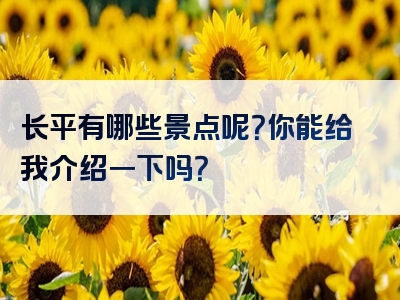 长平有哪些景点呢？你能给我介绍一下吗？