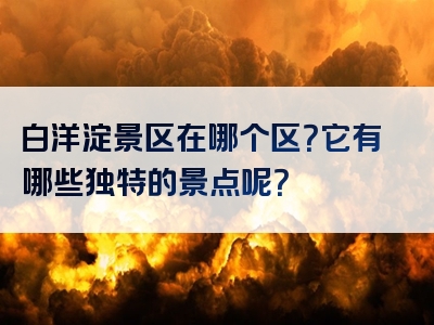 白洋淀景区在哪个区？它有哪些独特的景点呢？