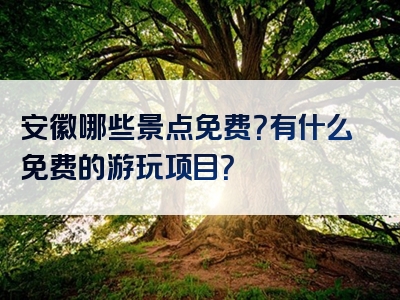 安徽哪些景点免费？有什么免费的游玩项目？