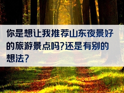 你是想让我推荐山东夜景好的旅游景点吗？还是有别的想法？