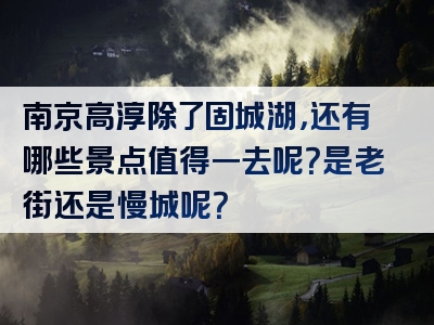 南京高淳除了固城湖，还有哪些景点值得一去呢？是老街还是慢城呢？