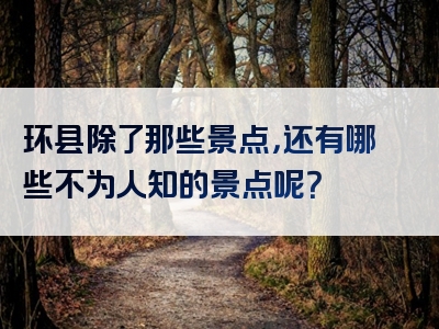 环县除了那些景点，还有哪些不为人知的景点呢？