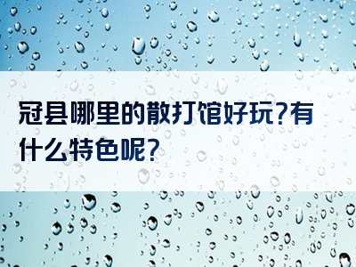 冠县哪里的散打馆好玩？有什么特色呢？