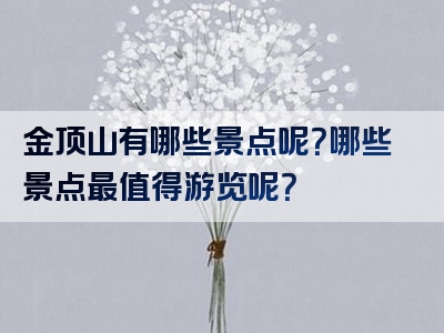 金顶山有哪些景点呢？哪些景点最值得游览呢？