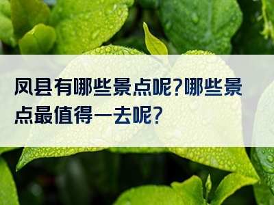 凤县有哪些景点呢？哪些景点最值得一去呢？