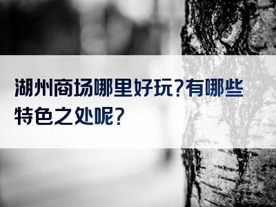 湖州商场哪里好玩？有哪些特色之处呢？