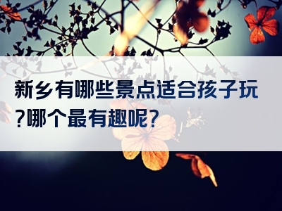新乡有哪些景点适合孩子玩？哪个最有趣呢？