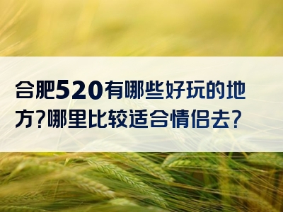 合肥520有哪些好玩的地方？哪里比较适合情侣去？