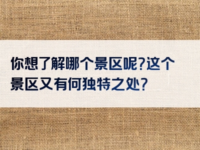 你想了解哪个景区呢？这个景区又有何独特之处？