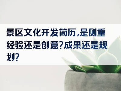 景区文化开发简历，是侧重经验还是创意？成果还是规划？