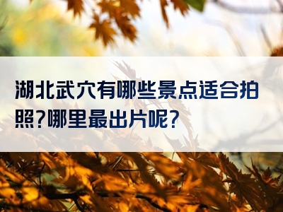 湖北武穴有哪些景点适合拍照？哪里最出片呢？