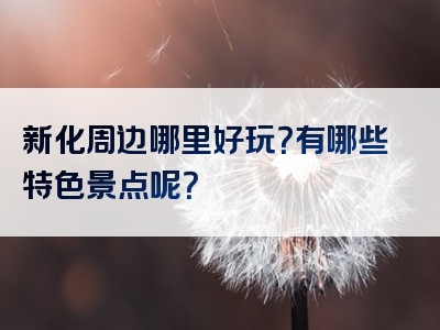 新化周边哪里好玩？有哪些特色景点呢？