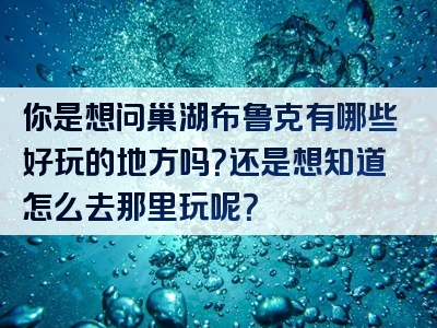 你是想问巢湖布鲁克有哪些好玩的地方吗？还是想知道怎么去那里玩呢？