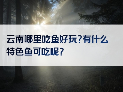 云南哪里吃鱼好玩？有什么特色鱼可吃呢？