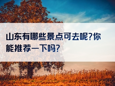 山东有哪些景点可去呢？你能推荐一下吗？