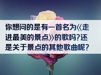 你想问的是有一首名为《走进最美的景点》的歌吗？还是关于景点的其他歌曲呢？