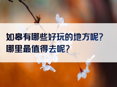 如皋有哪些好玩的地方呢？哪里最值得去呢？