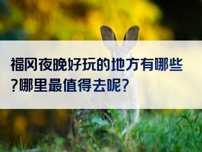 福冈夜晚好玩的地方有哪些？哪里最值得去呢？