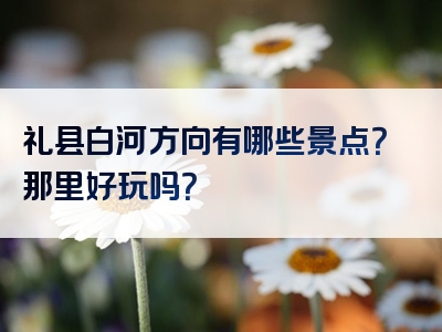 礼县白河方向有哪些景点？那里好玩吗？