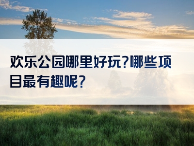 欢乐公园哪里好玩？哪些项目最有趣呢？