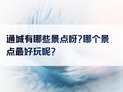 通城有哪些景点呀？哪个景点最好玩呢？