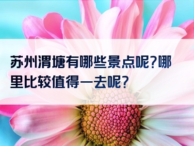 苏州渭塘有哪些景点呢？哪里比较值得一去呢？