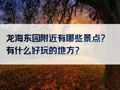 龙海东园附近有哪些景点？有什么好玩的地方？