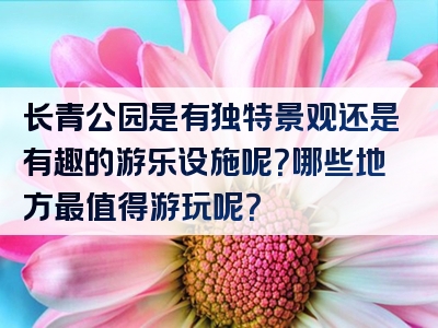 长青公园是有独特景观还是有趣的游乐设施呢？哪些地方最值得游玩呢？