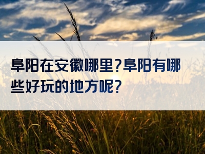 阜阳在安徽哪里？阜阳有哪些好玩的地方呢？