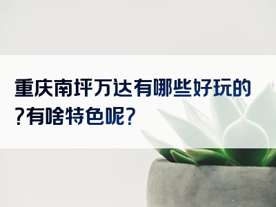 重庆南坪万达有哪些好玩的？有啥特色呢？