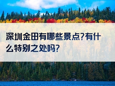 深圳金田有哪些景点？有什么特别之处吗？