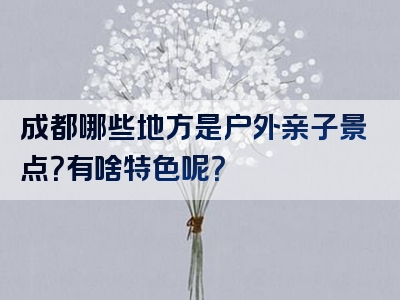 成都哪些地方是户外亲子景点？有啥特色呢？