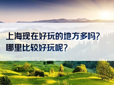上海现在好玩的地方多吗？哪里比较好玩呢？