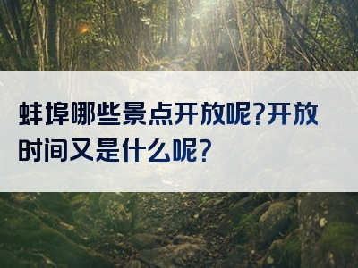 蚌埠哪些景点开放呢？开放时间又是什么呢？