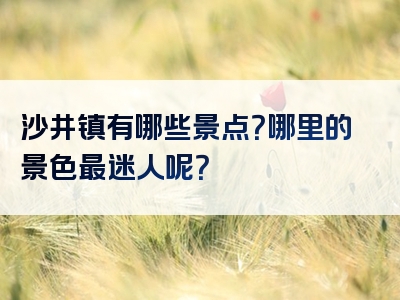 沙井镇有哪些景点？哪里的景色最迷人呢？