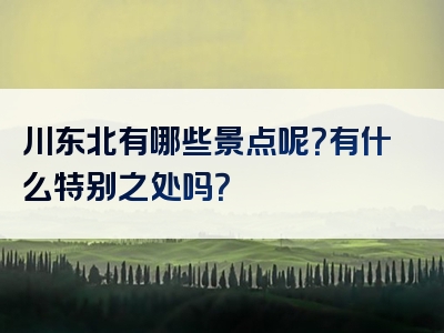 川东北有哪些景点呢？有什么特别之处吗？