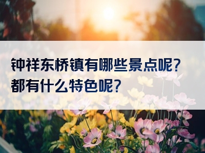 钟祥东桥镇有哪些景点呢？都有什么特色呢？