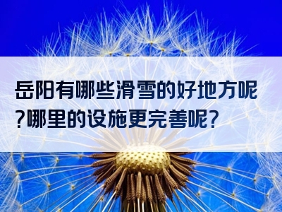 岳阳有哪些滑雪的好地方呢？哪里的设施更完善呢？