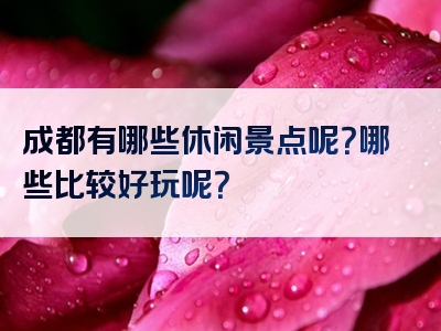 成都有哪些休闲景点呢？哪些比较好玩呢？